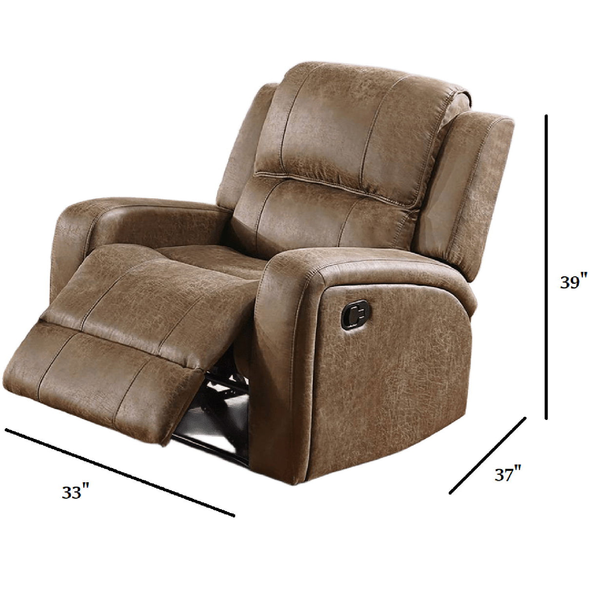 Modern Style Manual Recliner With Square Arms And Tufted Design