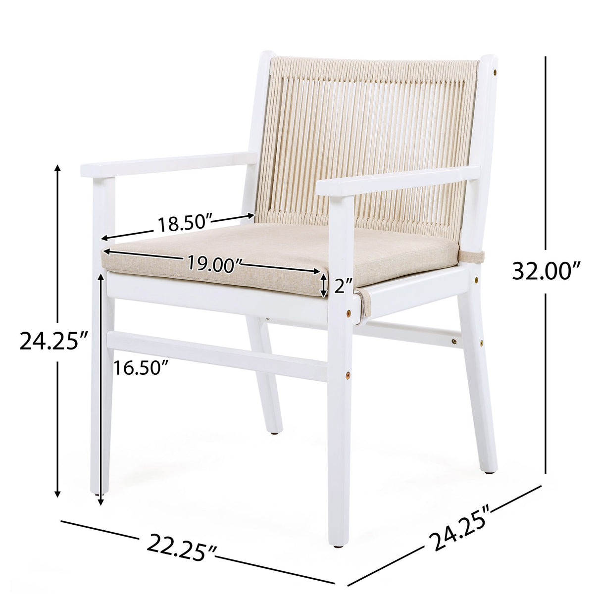 Outdoor Dining Armchair (Set of 2) - Beige / White