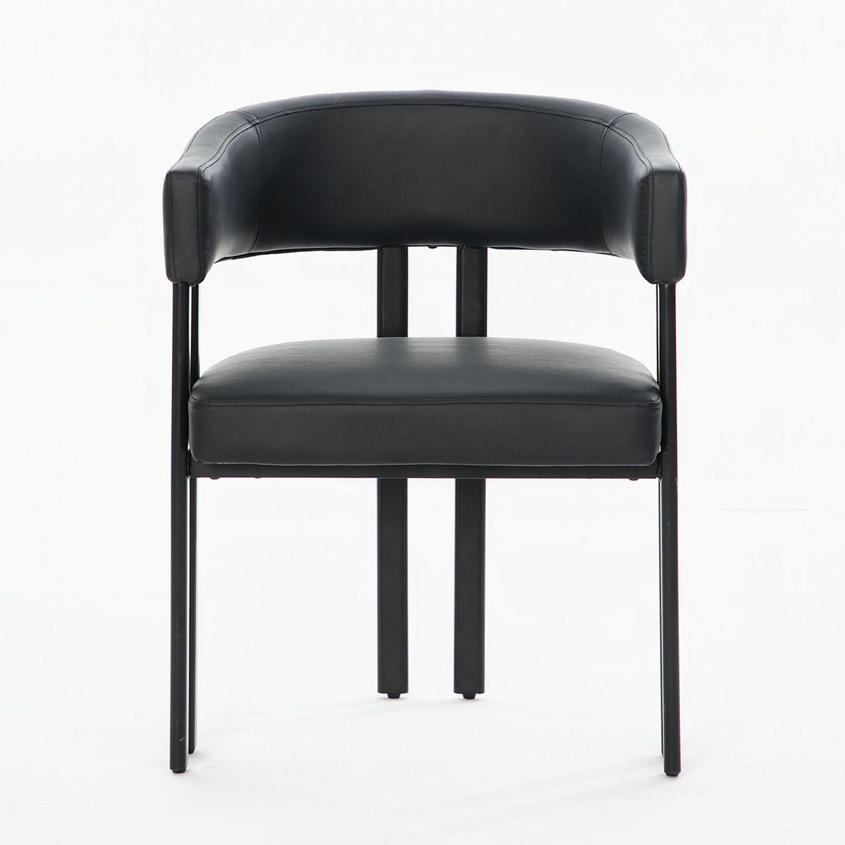Modern Dining Upholstered Barrel Chair With Curved Back And Armrests