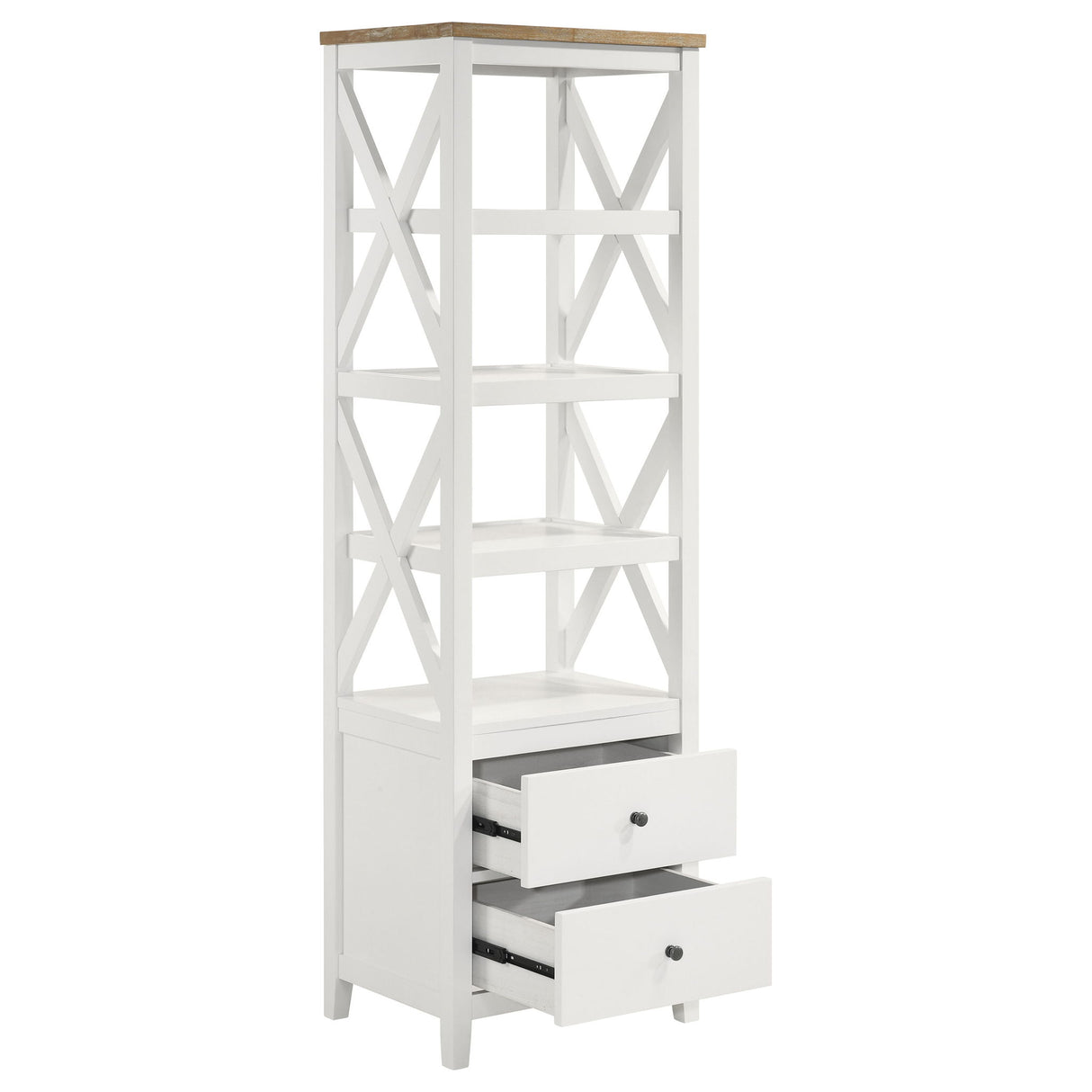 Delaney - 4 Shelf Bookcase With Top Storage Tower - White
