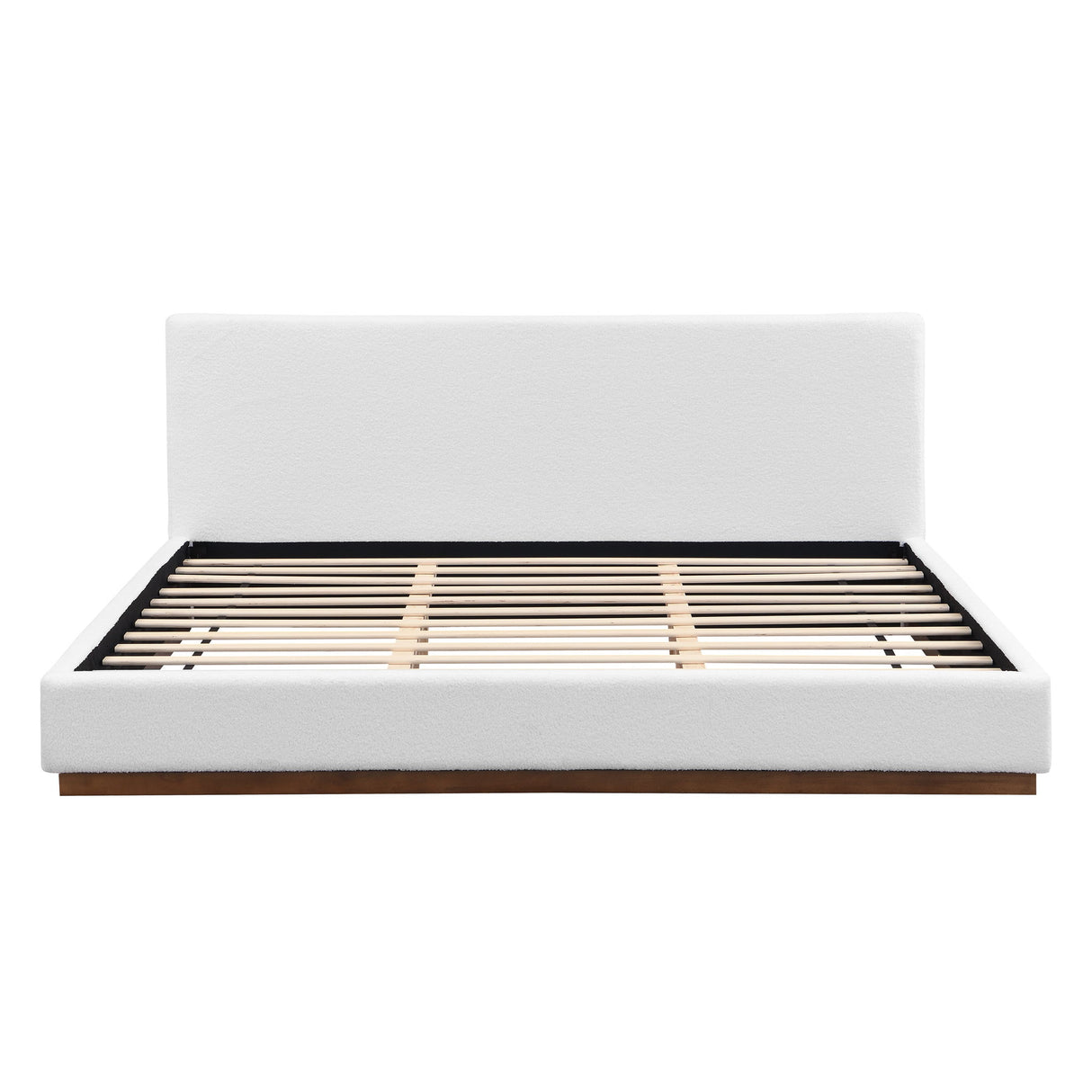 King Size Upholstered Bed With Solid Base Frame - White