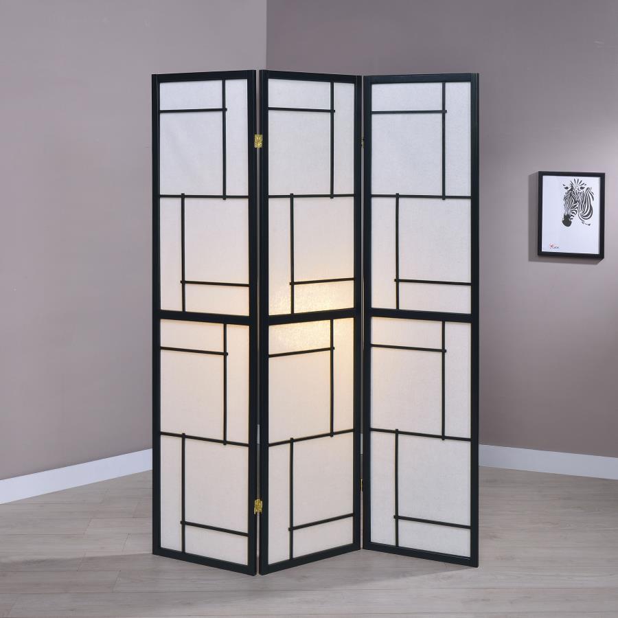 Damis 3-Panel Room Divider Folding Shoji Screen Black - 900102