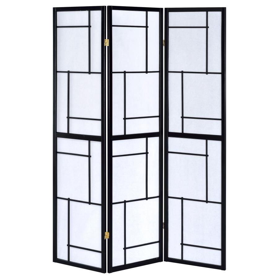 Damis 3-Panel Room Divider Folding Shoji Screen Black - 900102