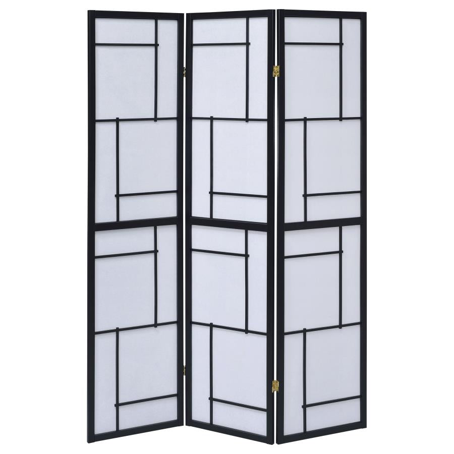 Damis 3-Panel Room Divider Folding Shoji Screen Black - 900102
