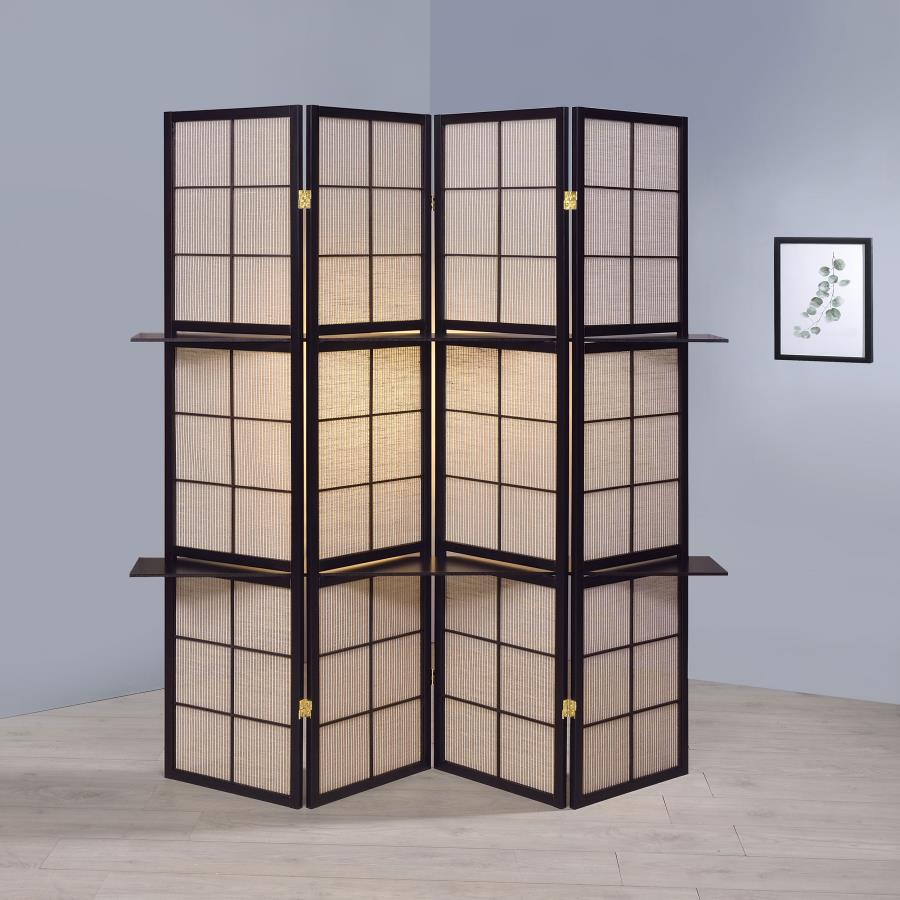 Iggy 4-Panel Room Divider Folding Shoji Screen Cappuccino - 900166