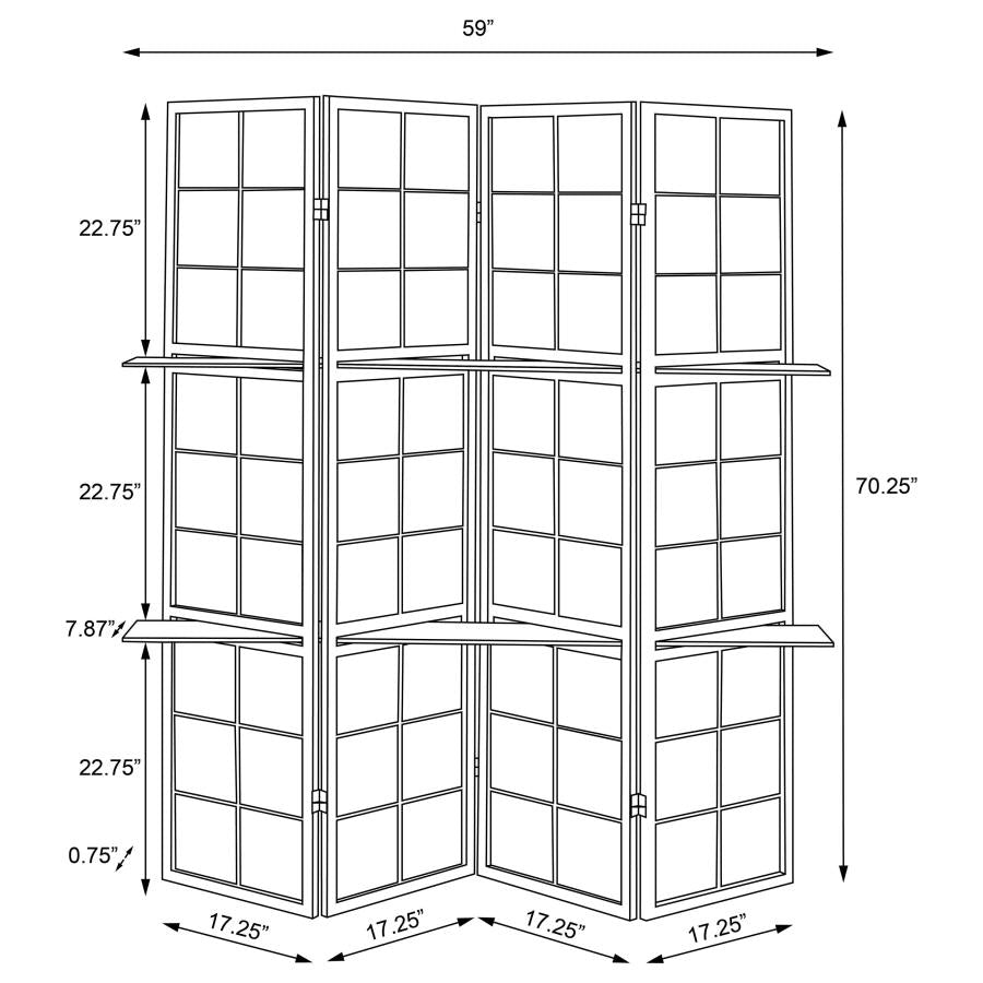 Iggy 4-Panel Room Divider Folding Shoji Screen Cappuccino - 900166