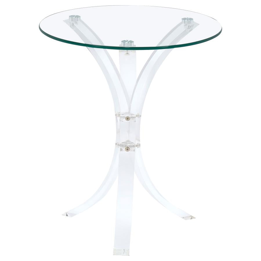 Laning Round Glass Top Acrylic Side Table Clear - 900490