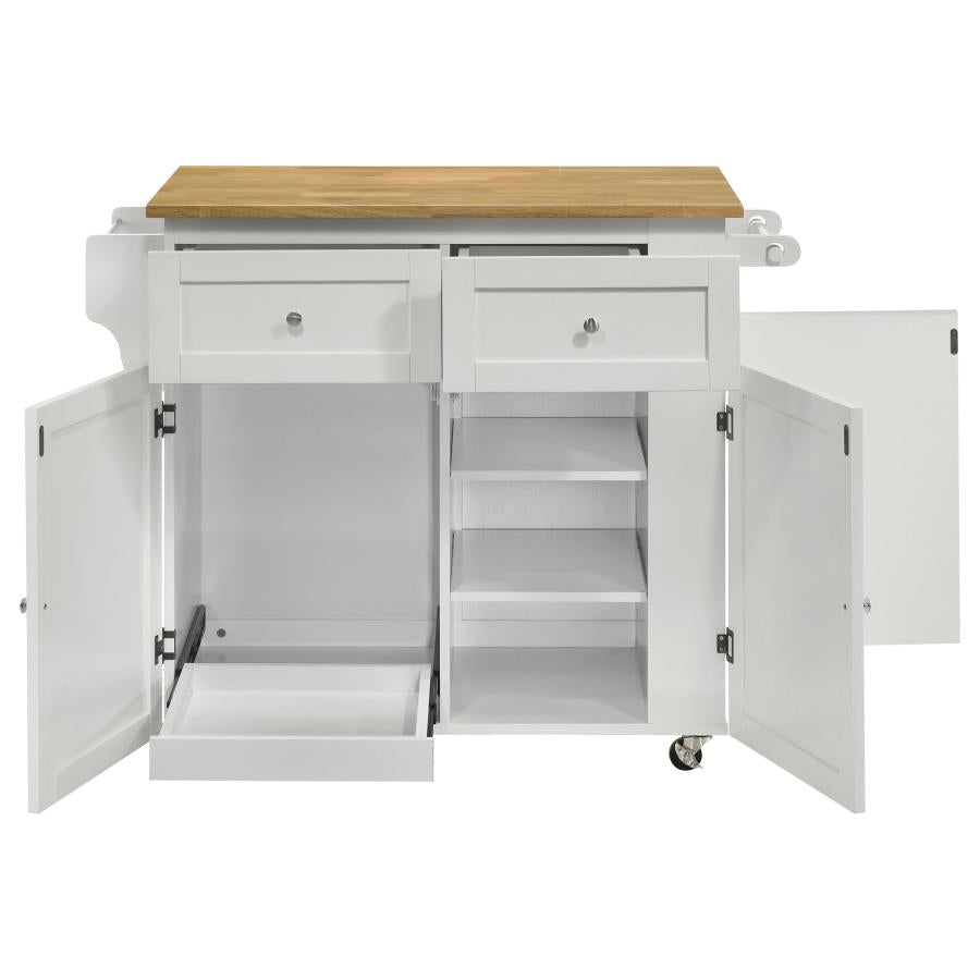 Jalen 3-door Mobile Kitchen Cart Natural Brown and White - 900558