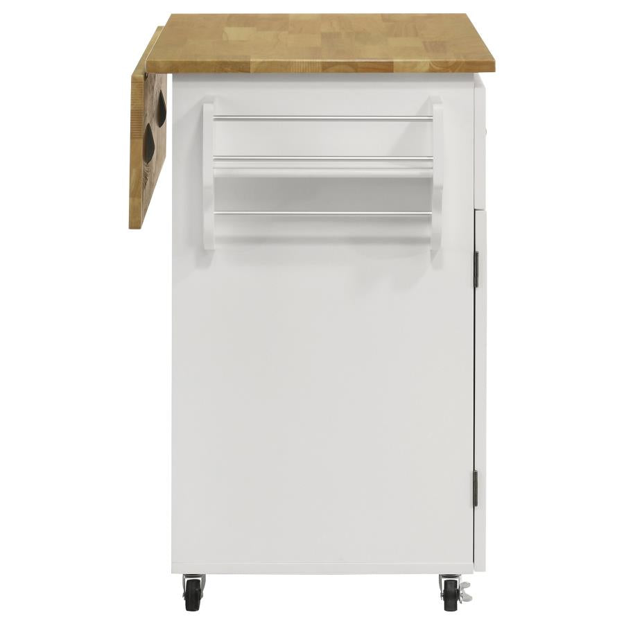 Jalen 3-door Mobile Kitchen Cart Natural Brown and White - 900558