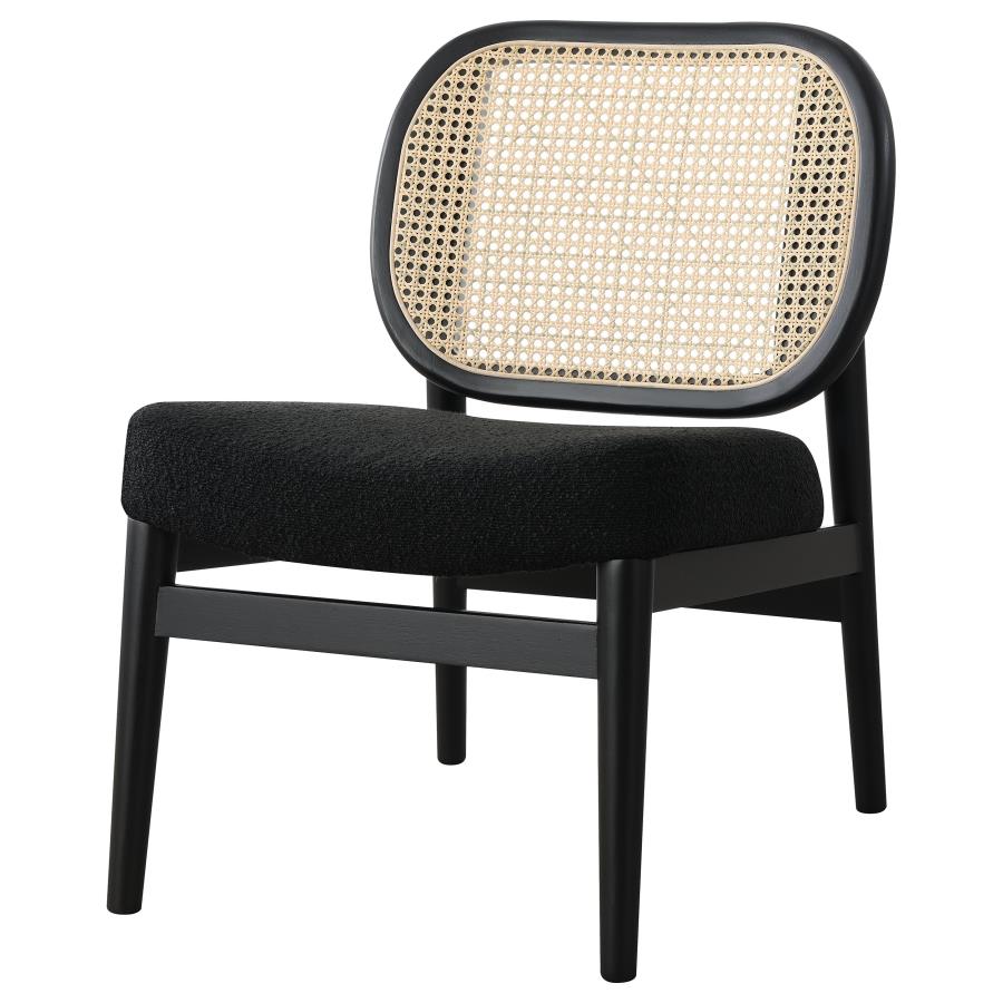 Rayo Rattan Cane Back Accent Chair with Padded Seat Black - 900620