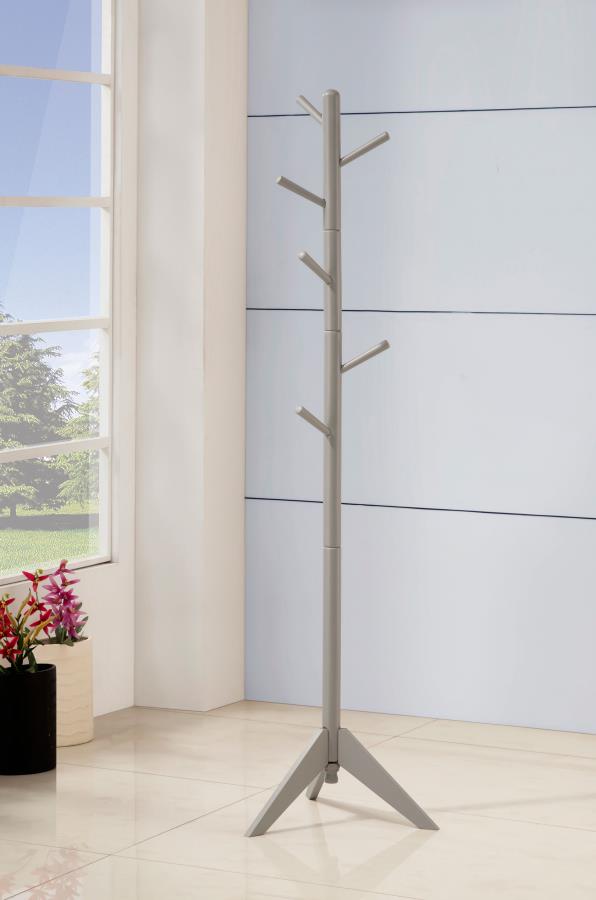 Devlin 6 Hook Freestanding Wood Coat Rack Hat Hanger Grey - 900632