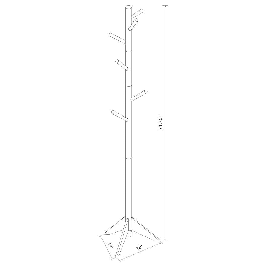 Devlin 6 Hook Freestanding Wood Coat Rack Hat Hanger Grey - 900632