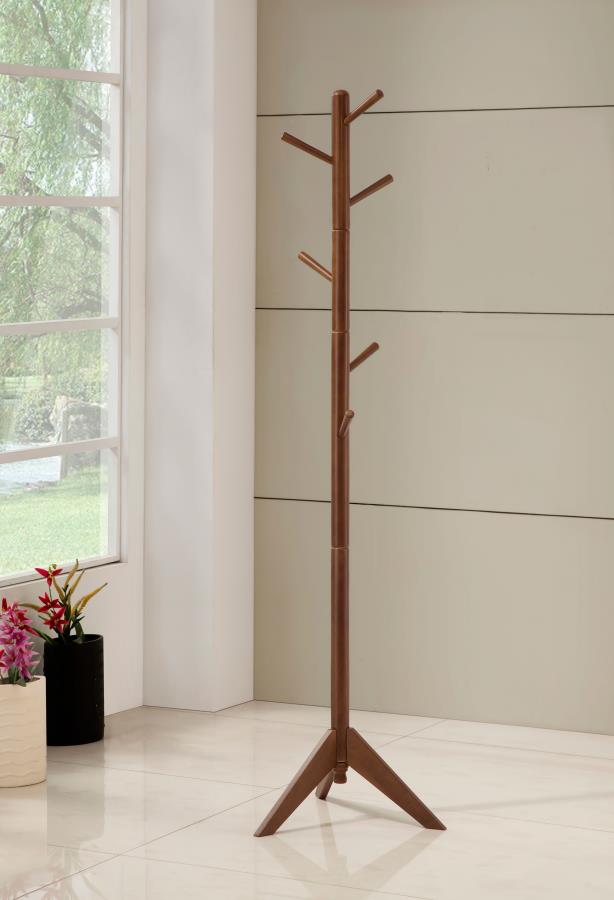 Devlin 6 Hook Freestanding Wood Coat Rack Hat Hanger Walnut - 900633