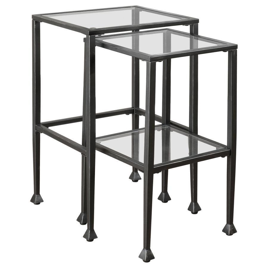 Leilani 2-piece Glass Top Nesting Table Set Black - 901073