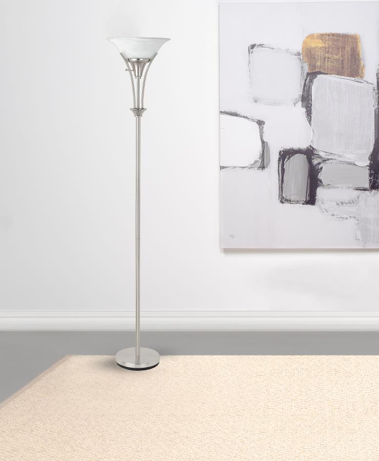 Archie 71-inch Frosted Torchiere Floor Lamp Brushed Steel - 901193