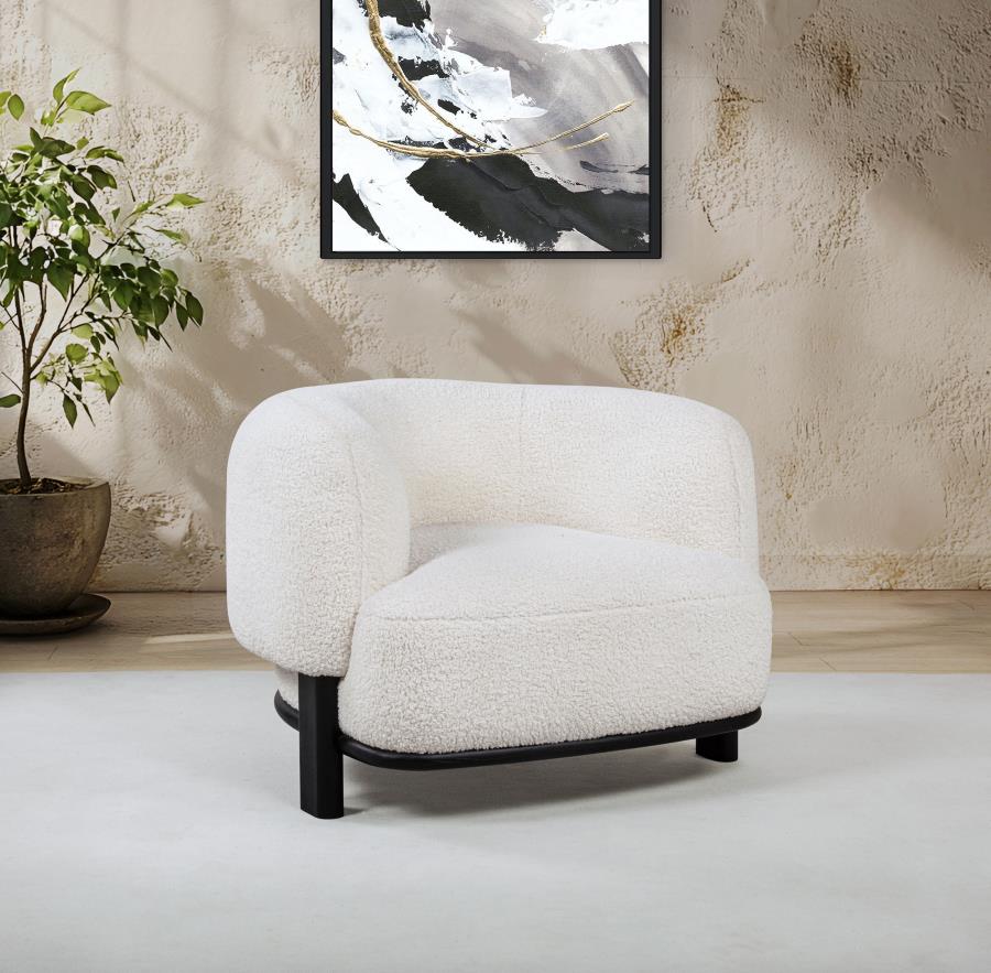 Lawler Upholstered Barrel Back Accent Chair Ivory and Black - 901372