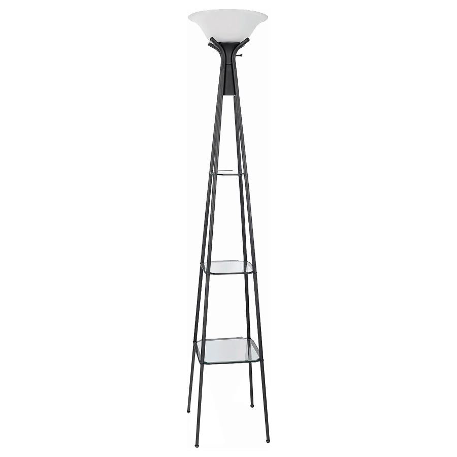 Gianni 70-inch 3-shelf Frosted Torchiere Floor Lamp Black - 901420