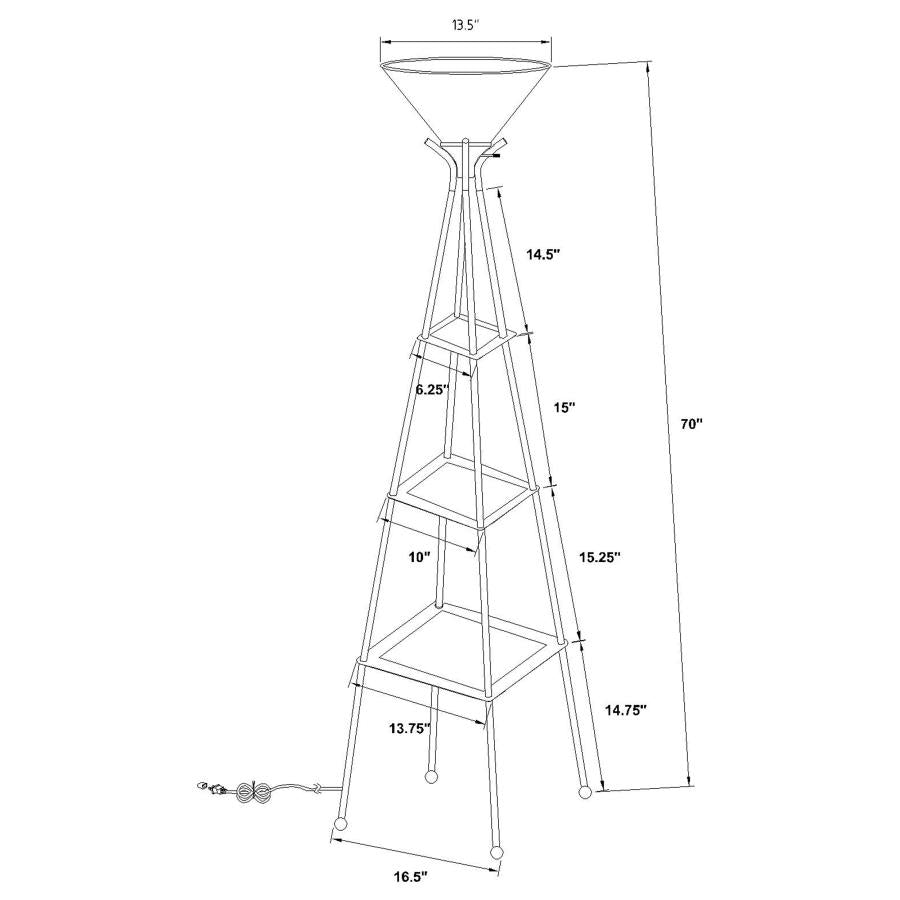 Gianni 70-inch 3-shelf Frosted Torchiere Floor Lamp Black - 901420