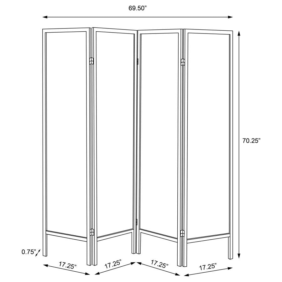 Haidera 4-Panel Room Divider Folding Screen Black Damask - 901632