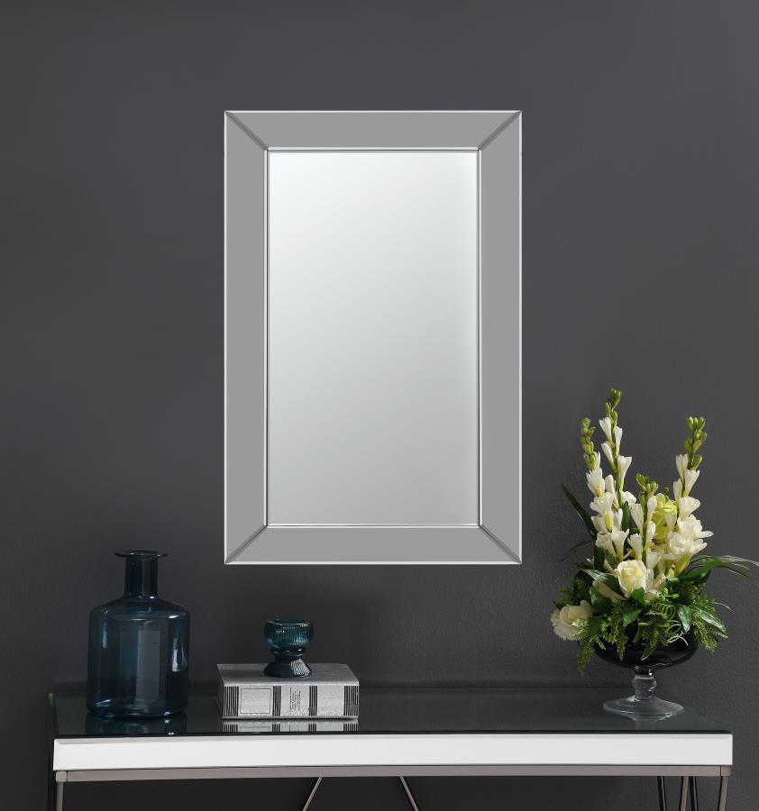 Pinciotti 36 x 24 Inch Beveled Frame Wall Mirror Silver - 901783