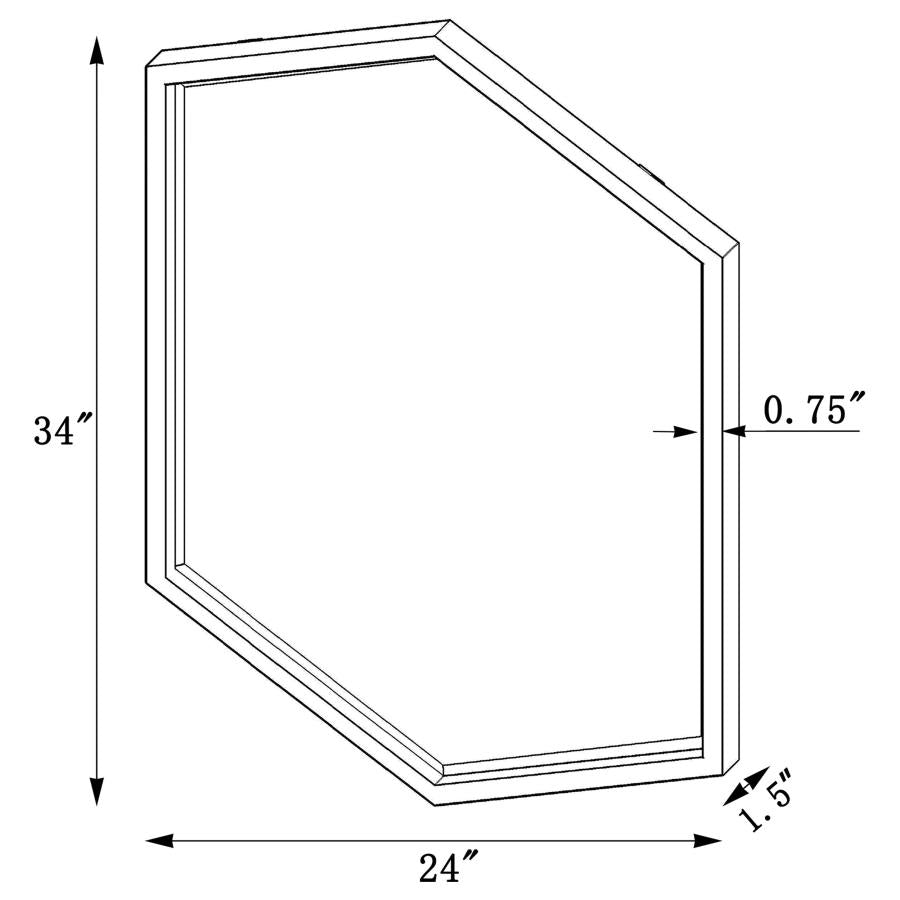 Bledel 24 x 34 Inch Hexagonal Wall Mirror Gold - 902356