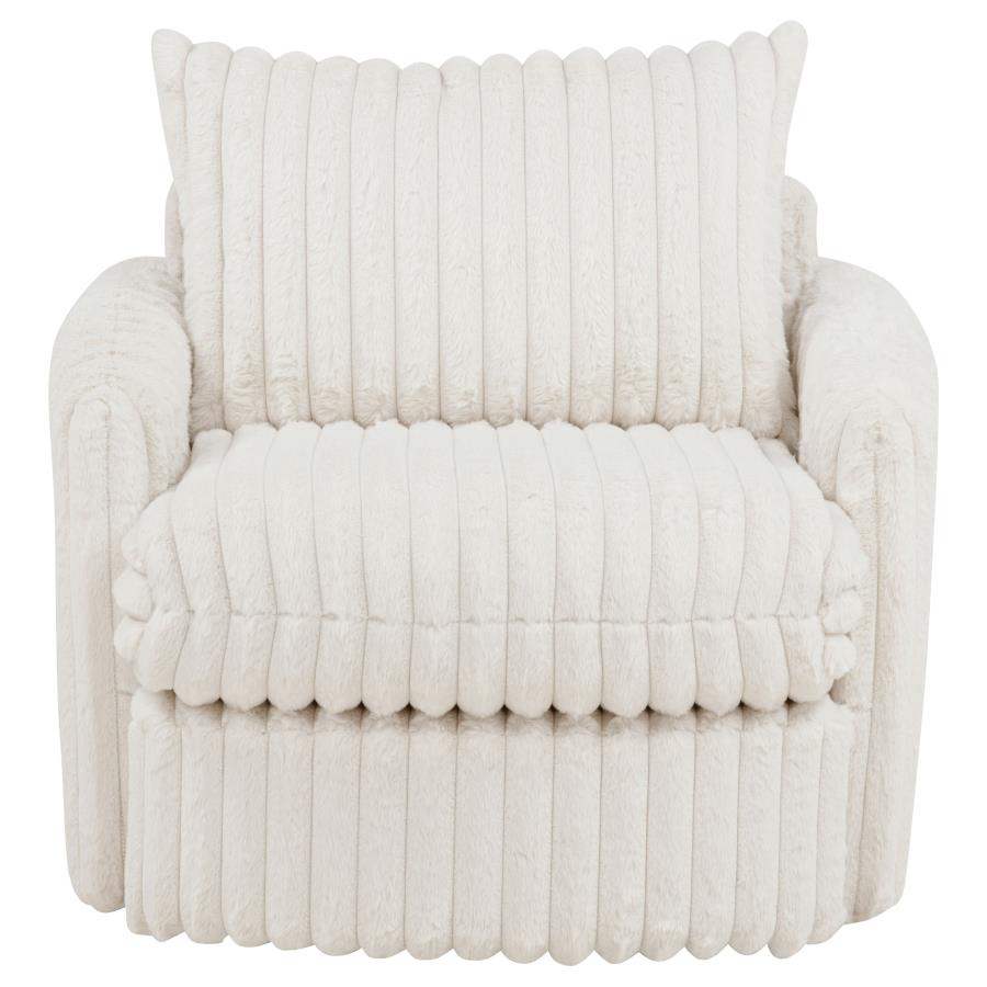 Sarco Corduroy Upholstered Swivel Accent Arm Chair Ivory - 902541