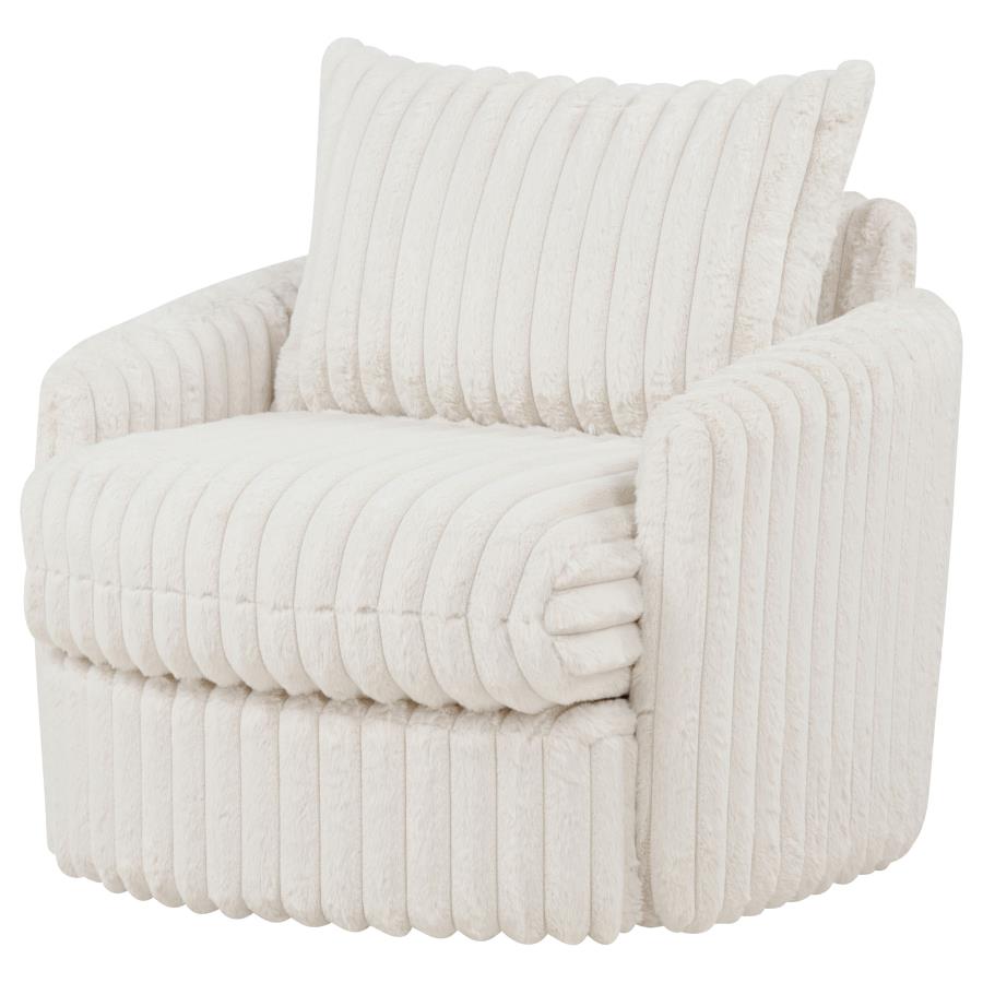 Sarco Corduroy Upholstered Swivel Accent Arm Chair Ivory - 902541