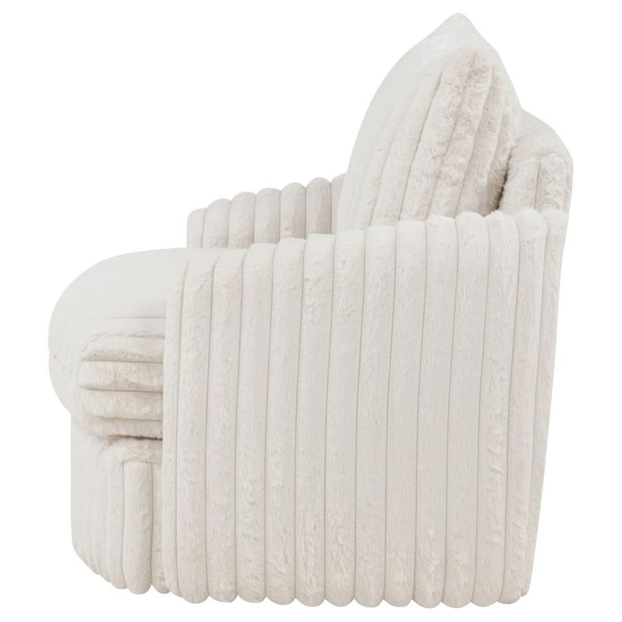 Sarco Corduroy Upholstered Swivel Accent Arm Chair Ivory - 902541