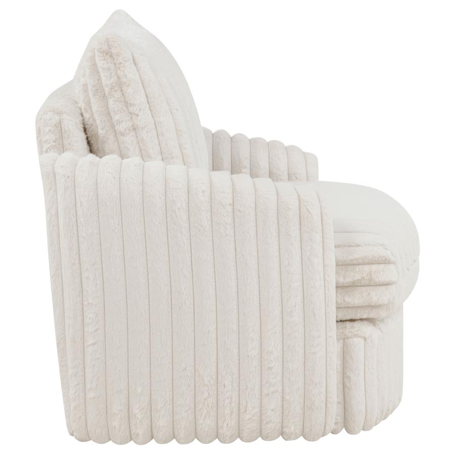 Sarco Corduroy Upholstered Swivel Accent Arm Chair Ivory - 902541