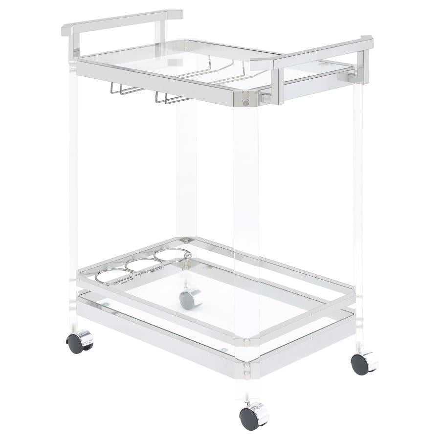 Jefferson 2-tier Glass Shelf Acrylic Bar Cart Chrome - 902589