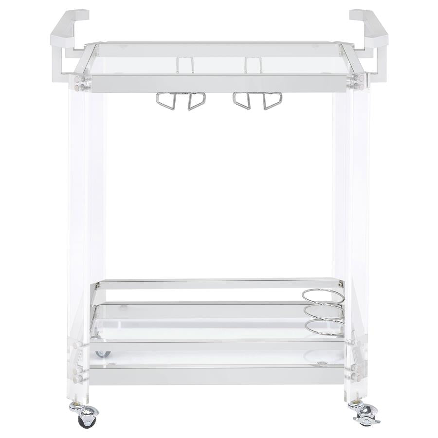 Jefferson 2-tier Glass Shelf Acrylic Bar Cart Chrome - 902589
