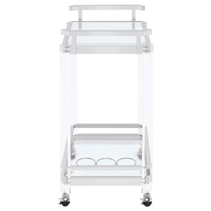 Jefferson 2-tier Glass Shelf Acrylic Bar Cart Chrome - 902589