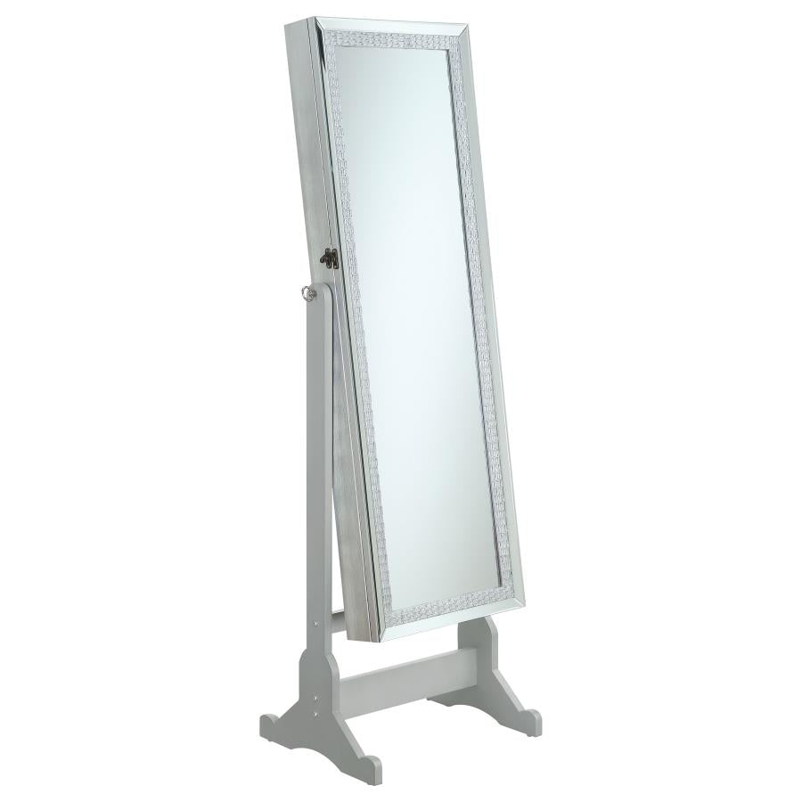 Elle Cheval Mirror with Jewelry Storage Silver - 902779