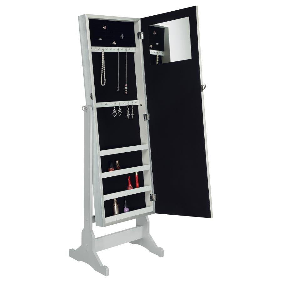Elle Cheval Mirror with Jewelry Storage Silver - 902779
