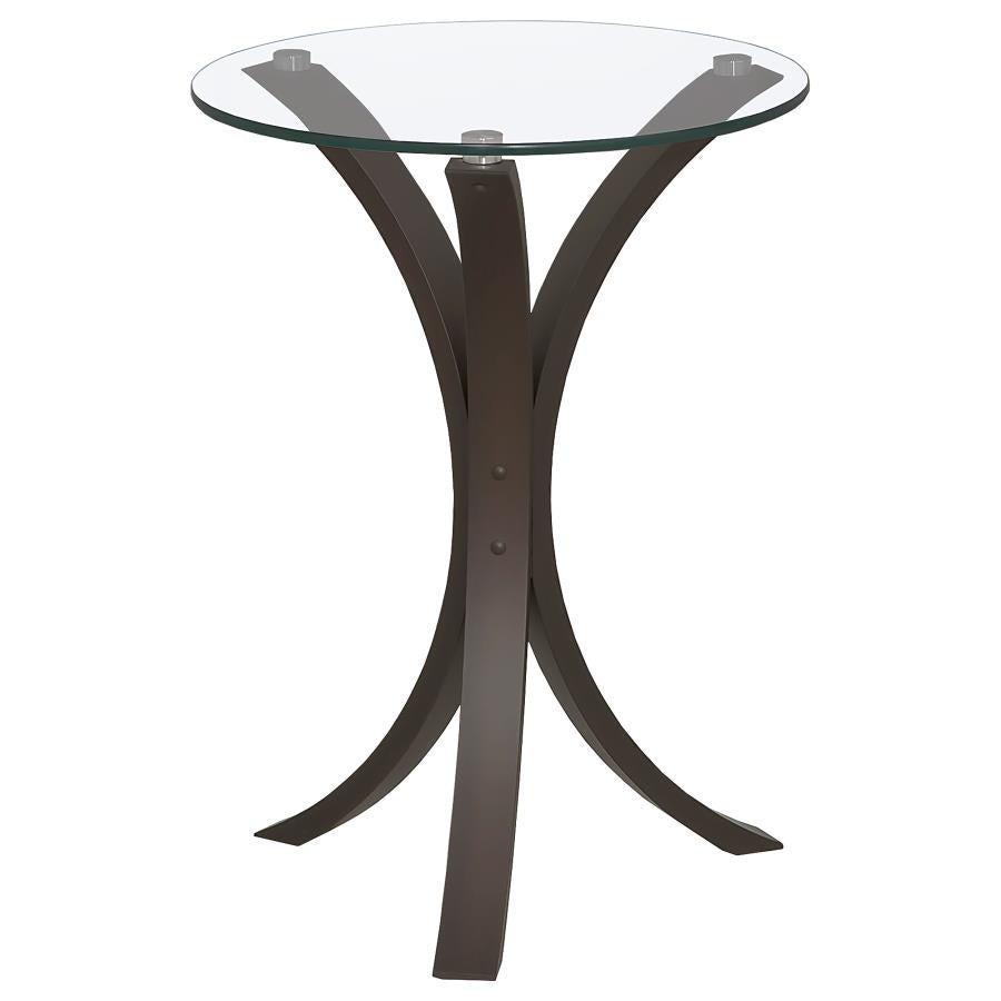 Edgar Round Glass Top Accent Side Table Cappuccino - 902867