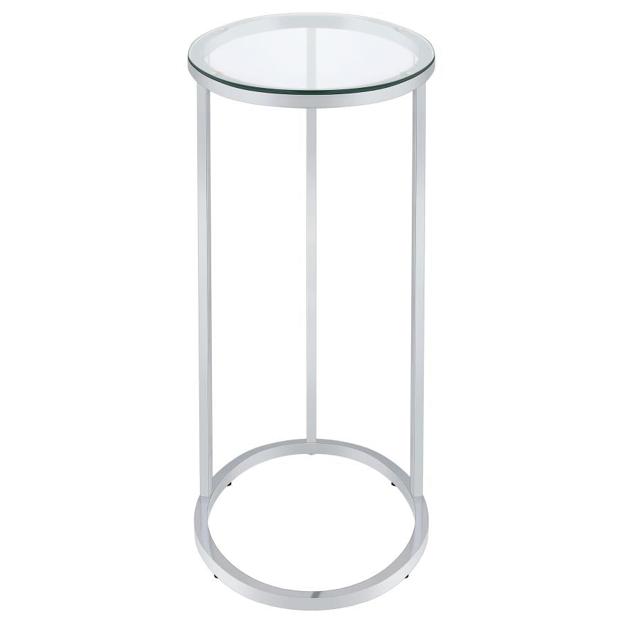 Kyle Oval Glass Top C-Shaped Sofa Side Table Chrome - 902927