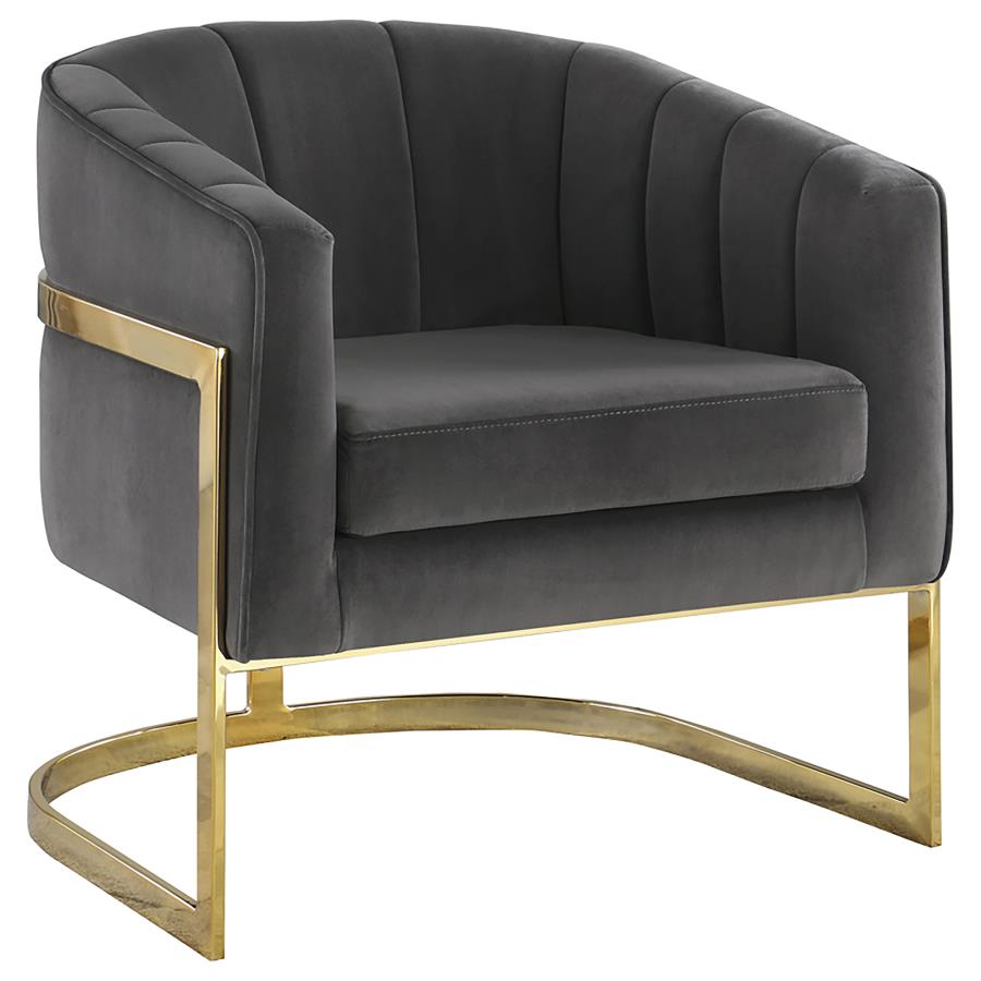Alamor Upholstered Barrel Back Accent Chair Dark Grey - 903039