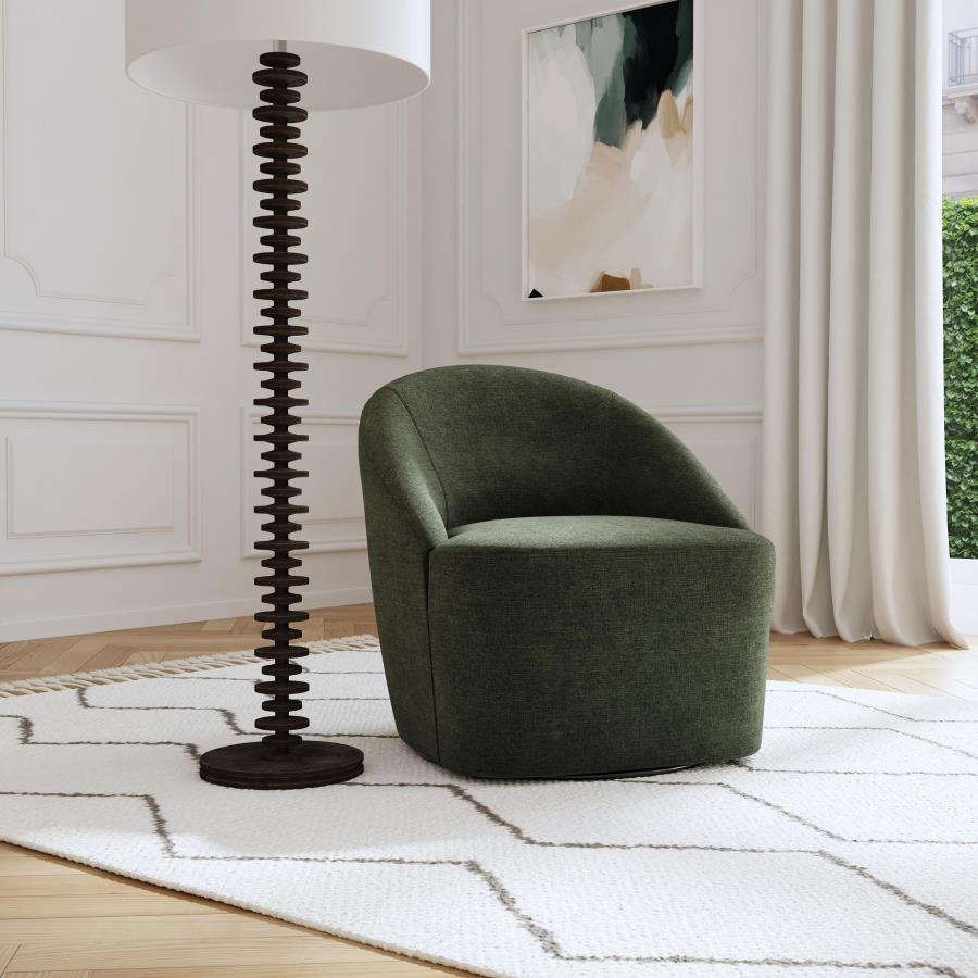 Leon Upholstered Barrel Accent Swivel Chair Hunter Green - 903075