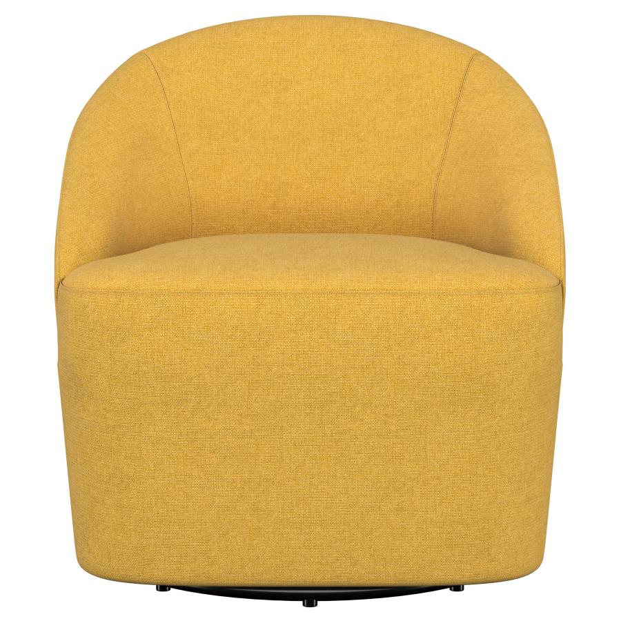 Leon Upholstered Barrel Accent Swivel Chair Mustard Yellow - 903076