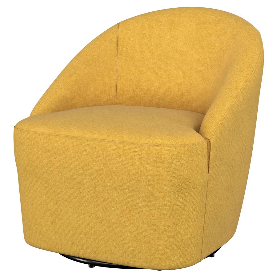 Leon Upholstered Barrel Accent Swivel Chair Mustard Yellow - 903076