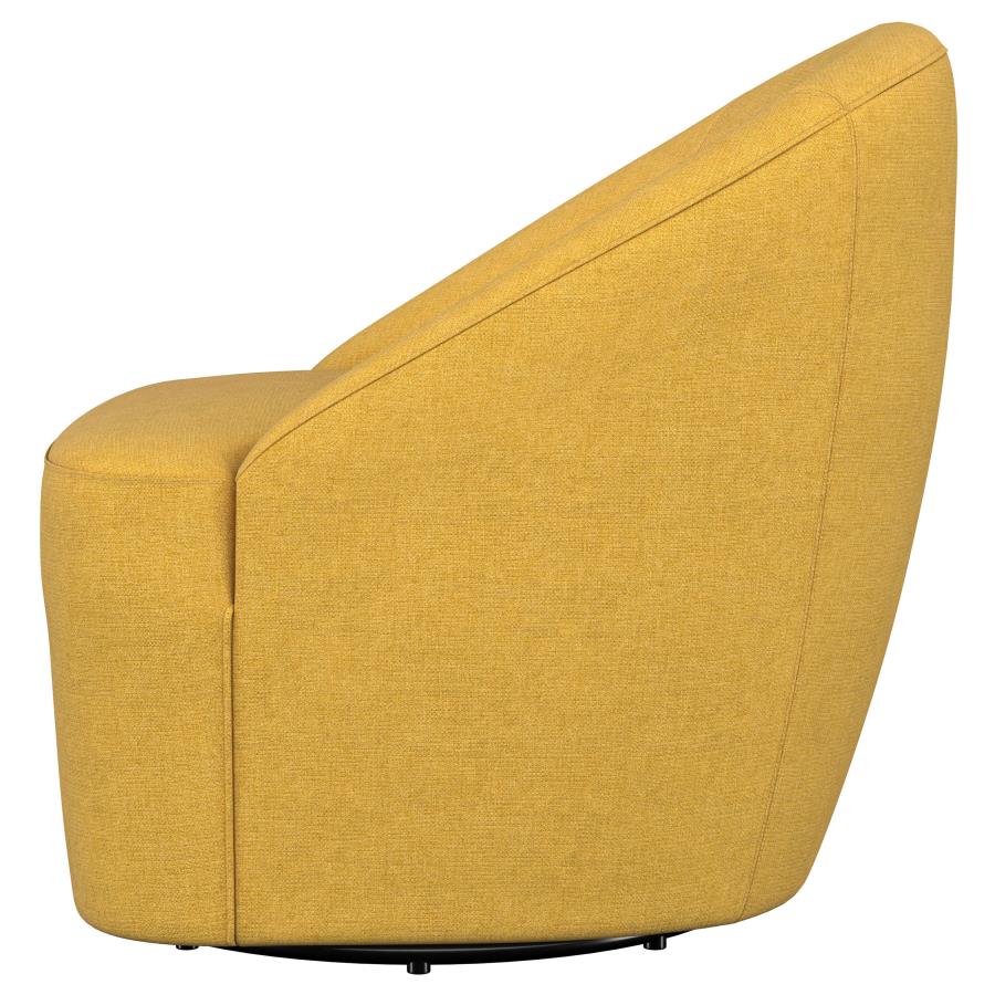 Leon Upholstered Barrel Accent Swivel Chair Mustard Yellow - 903076