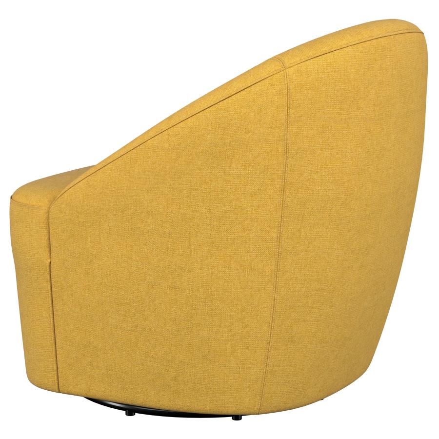 Leon Upholstered Barrel Accent Swivel Chair Mustard Yellow - 903076