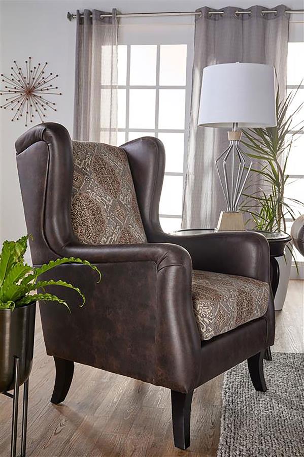 Elmbrook Upholstered Wingback Accent Club Chair Brown - 903080