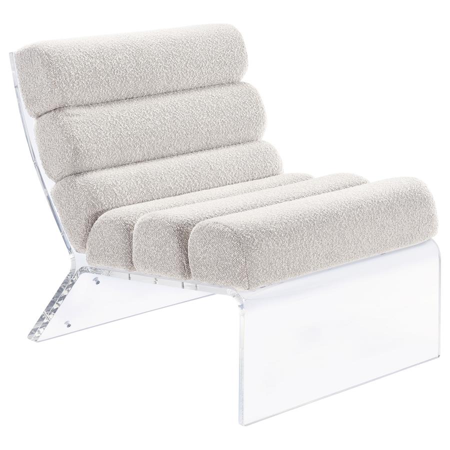 Serreta Boucle Upholstered Armless Acrylic Chair Ivory - 903161