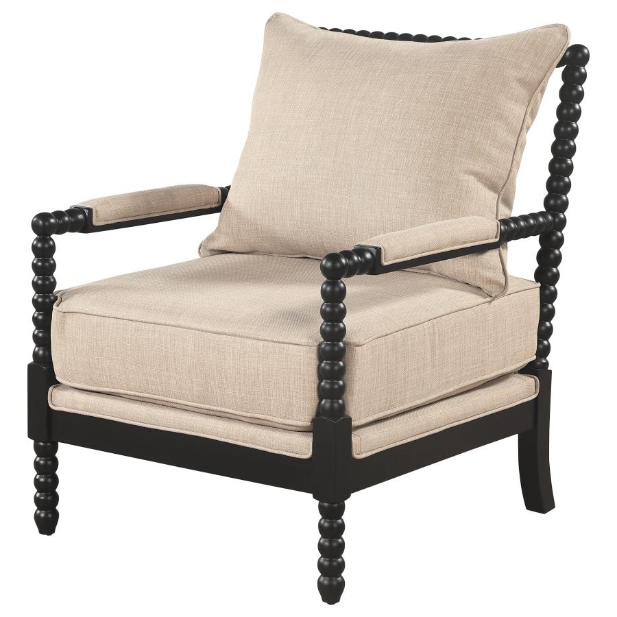 Blanchett Upholstered Bobbin Accent Chair Beige and Black - 903237