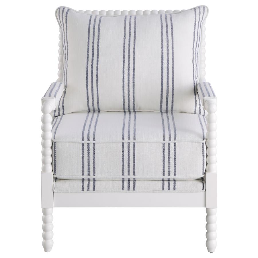 Blanchett Upholstered Bobbin Accent Chair White and Navy - 903835