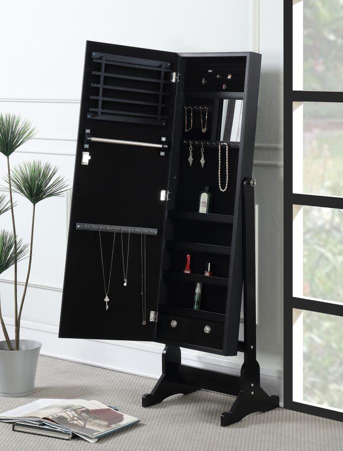 Tutuola Cheval Mirror with Jewelry Storage Black - 904039