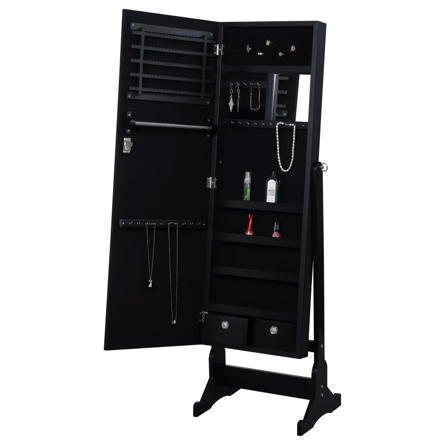 Tutuola Cheval Mirror with Jewelry Storage Black - 904039
