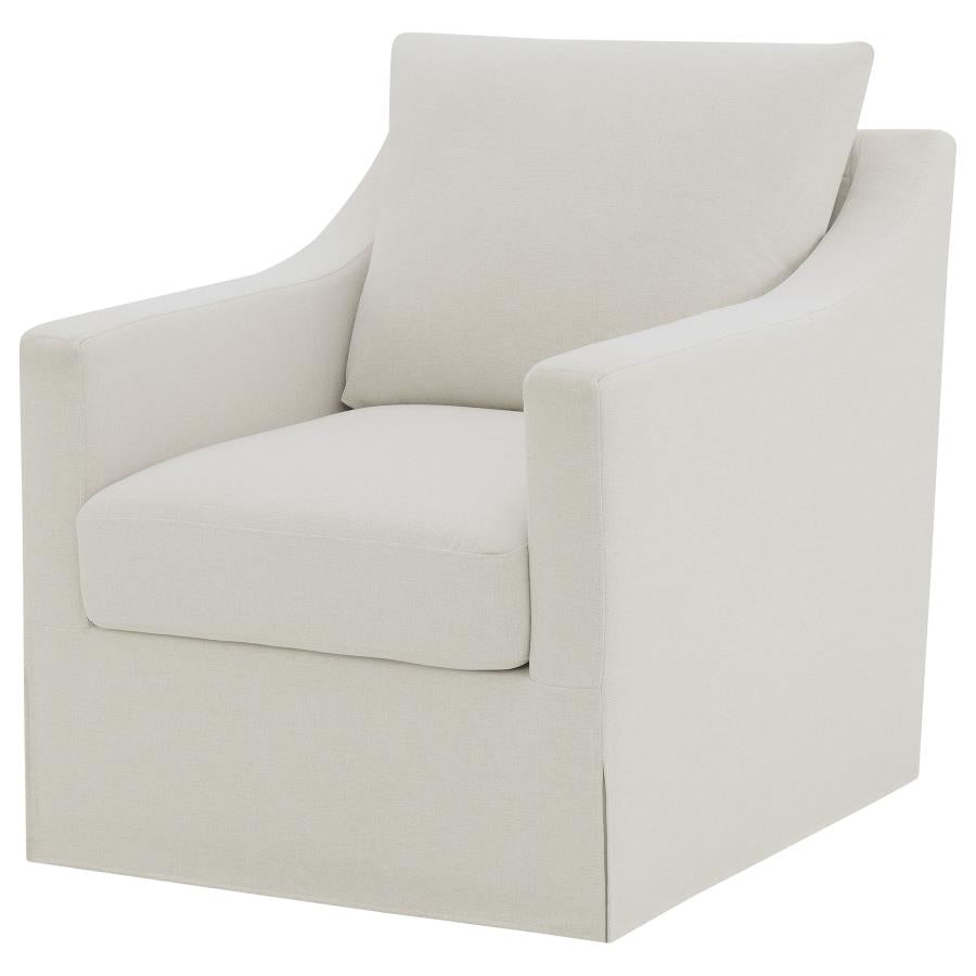 Winter Upholstered Sloped Arm Accent Swivel Chair Beige - 904133