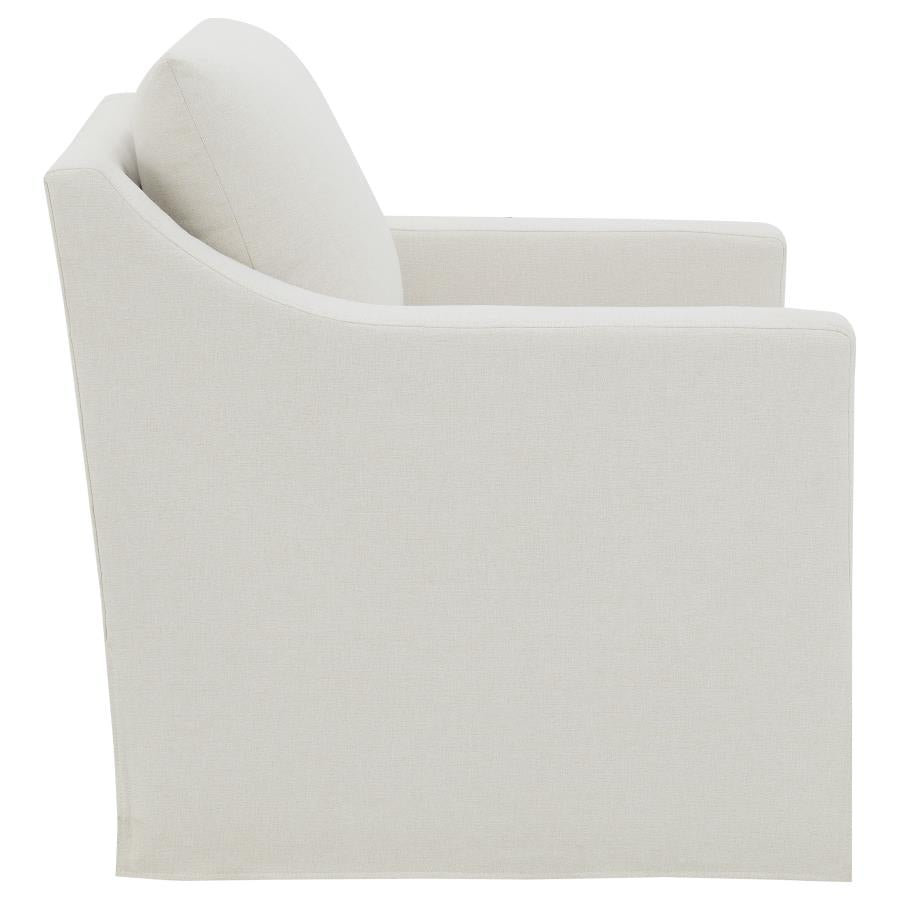Winter Upholstered Sloped Arm Accent Swivel Chair Beige - 904133